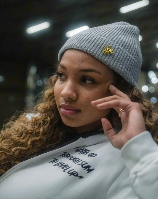 FM LUXE BEANIE (GRAY & GOLD)